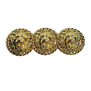 Vintage Anne Klein Gold Tone Triple Lion Head Brooch Unsigned (6078)